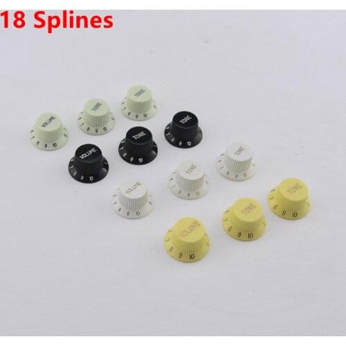 1 Set ( 3 Pieces ) Electric Guitar Plasticr Control Knobs ( 18 Splines ) Light Green/White/Black / Yellow