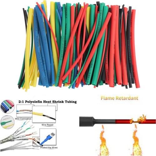 100Pcs/lot New Car Electrical Cable Tube Kits Heat Shrink Tube Tubing Wrap Sleeve Assorted Dropshipping