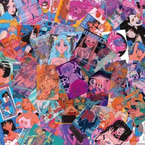 20/30/36/50PCS Retro Nostalgic Japanese Cartoon Girl Cute Sticker Mobile Phone Tablet Waterproof Decorative Toys Wholesale