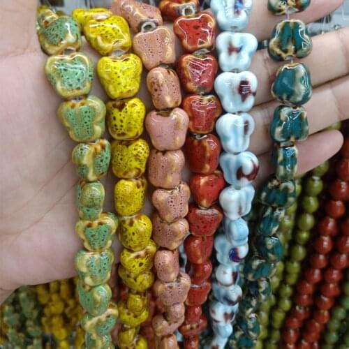 20pcs 14mm Butterfly Shape Ceramics Beads For Jewelry Making Loose DIY Spacer Bead Bracelet Necklace Accessories Six Colors