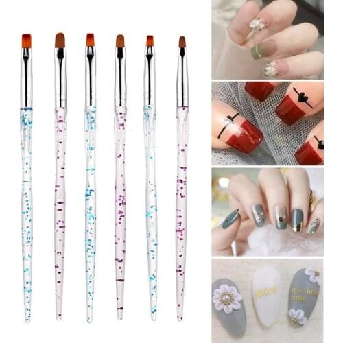3Pcs Nail Pen Brush Flat Acrylic Drawing Pen Nail Glue Phototherapy Pen For Professional Salon Gel Nail Brush Flower Painting