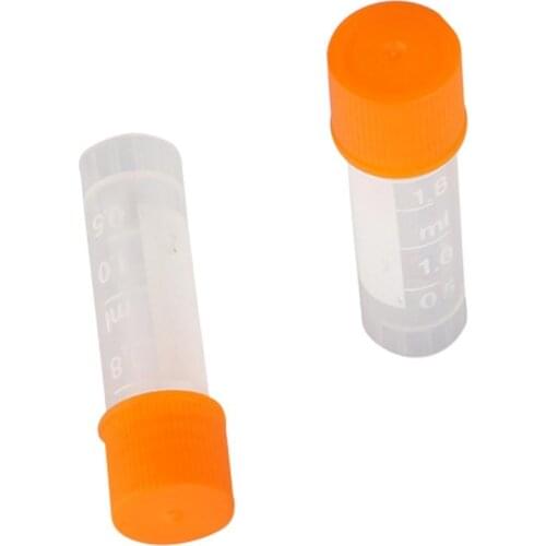 50 Pcs 1.8ml PP Laboratory Analysis Freezing Tube Standable Cryotube Graduation Test Tube Volume Vials With Screw Cap