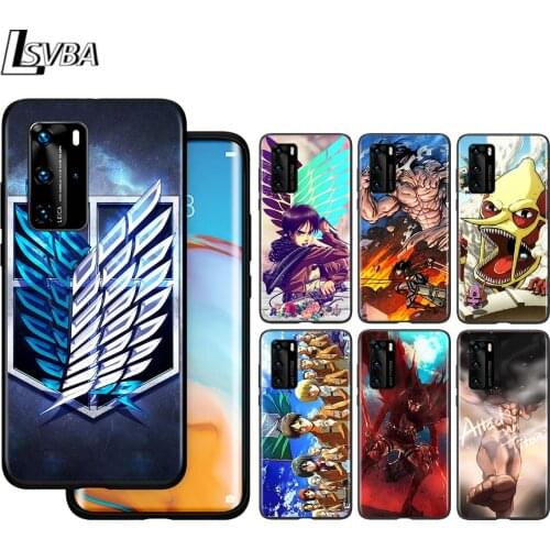 Anime Attack on Titan For Huawei P40 P30 P20 P10 Pro Lite E Plus 4G 5G P9 P8 Lite P Smart Z S Plus Soft Black Phone Case