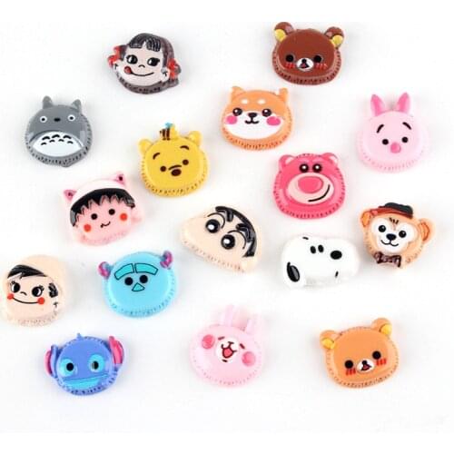 Free Shipping 20pcs 15mm Flatback Kawaii Cute Animal Resin Cabochons Ornament Accessories Girls Hair Bow Center DIY Patch Stick