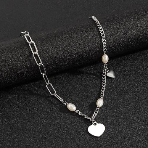 Fashion Punk Link Chain Gold and Silver color Padlock Heart Pendant Necklace Women Trendy Punk Jewelry New Trendy