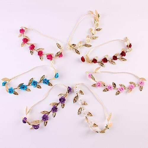 Kids Girls' Stunning Roses Leaves Hair Band Party Elastic Garland Headband
