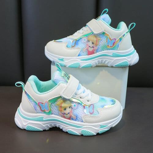 2021 Autumn New Sports Shoes Kid Sneakers Cartoon Lovely Girls Mesh Tennis Shoes Casual Shoes Child Walking Basketball Trainers