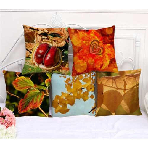 Throw Pillow Cases Hello Fall Autumn Maple Leaf Cushion Cover 45x45cm Home Living Room Decoration Linen/Cotton Pillowcover Decor