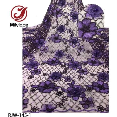 French Lace Fabric Tulle Net Fabric 2020 High Quality African Lace Embroidery Laces with 3D Flowers for Party Dress RJW-145