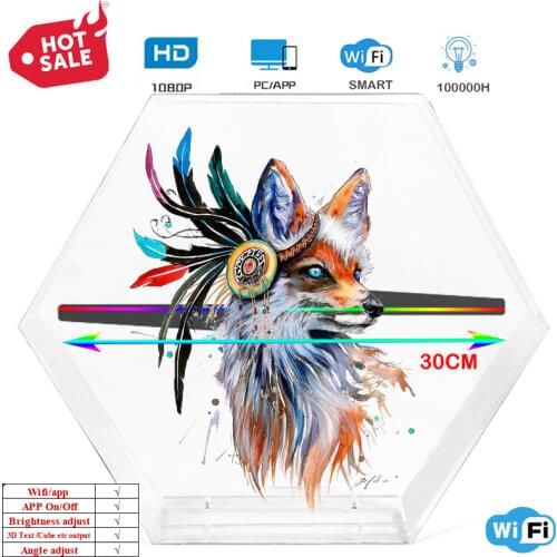 2020 newest 30CM 3D Hologram projector Advertising Display LED Holographic fan Naked Eye Fan light 3d Advertising logo Light