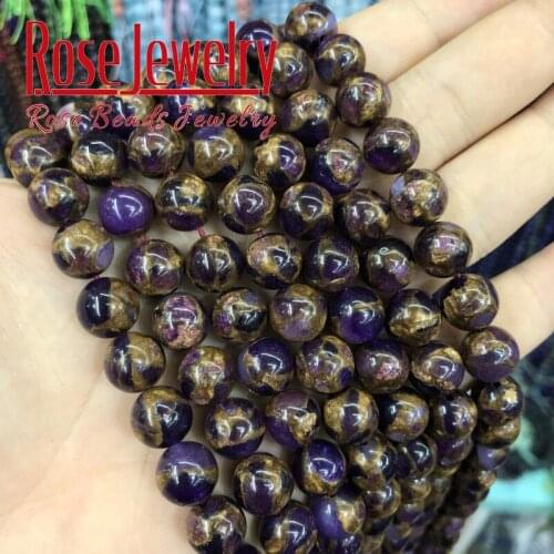 Natural Purple Cloisonne Stone Round Loose Beads For Jewelry Making 6 8 10 12mm 15'' For Jewelry Making DIY Bracelet Accessories