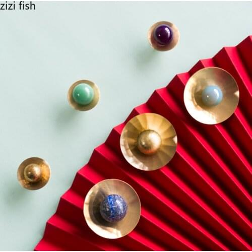 Northern Europe Crystal Brass Hook Home Storage Accessories Golden Metal Clothes Hook Living Room Wall Decoration Storage Hook