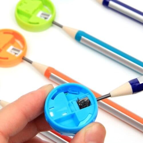 2pcs Random Colo Cute Round Mini Dustproof Pencil Lead Dedicated Sharpener Double Hole School Office Supply Kids Gift