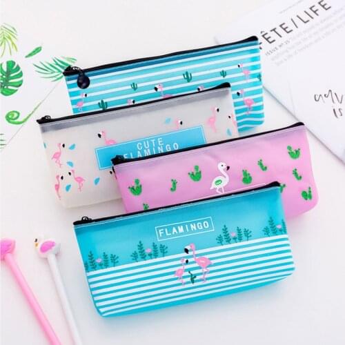 Cute Cactus Pencil Cases Kawaii Pencil Bag Flamingo Pencil Box Pen Case For Girls Gift Korean Stationery Office School Supplies