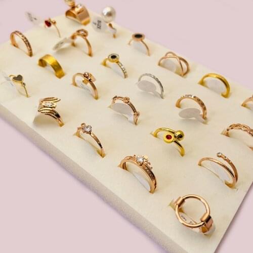 24 Pcs/Lot Stainless Steel 316L Fashion Fancy Rings Wholesale Mix Styles For Women Or Girls And Men