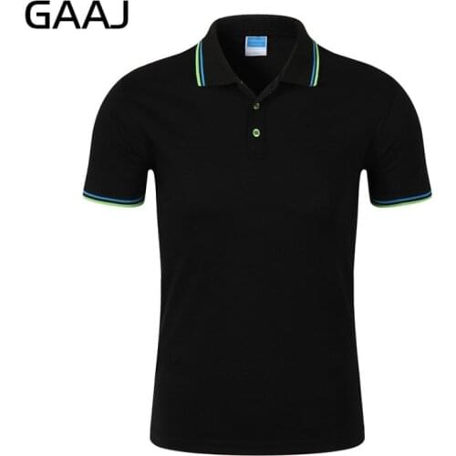 GAAJ High Quality Men Branded Polo Shirt Short Sleeves Collar Solid Cotton Camisa Polos Homme Clothing Famous Brand