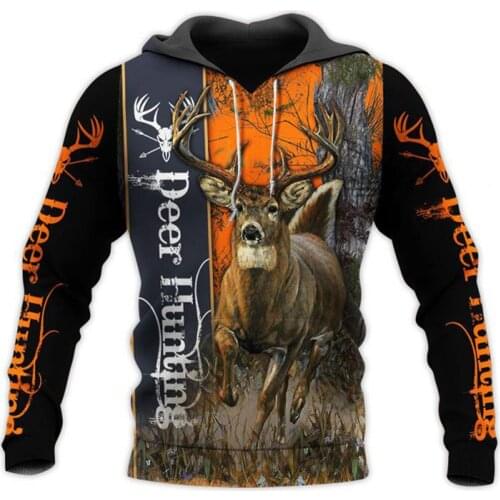 Hunting Deer 3D Printed Mens Hoodies Harajuku Streetwear Autumn Hooded Sweatshirt Unisex Casual Jacket Tracksuits TD11111222