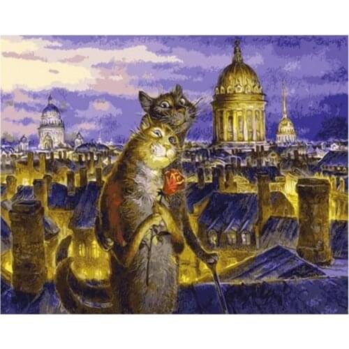 Undefined Painting By Number Cat On Canvas DIY Craft Kits For Drawing Handmade Acrylic Paint For Adults Coloring By Number Decor