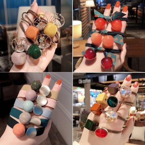 2020 New Korea Women Hair Ropes Big Crystal Pearl Elastic Rubber Band for Girl Fashion Hair Accessories Hair Ties Wholesale