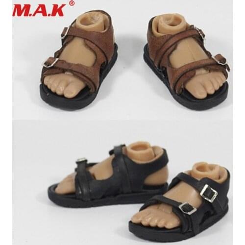 New hot in stock ZY1015 1/6 Scale Brown/Black Beach Shoes Model Flat shoes Shoes fit 12‘’ Male Body
