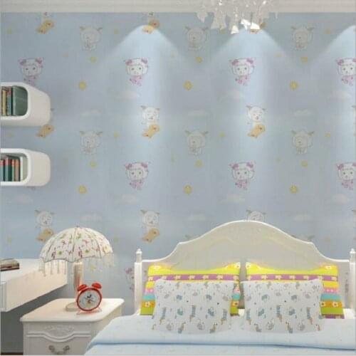 Wallpapers Youman Modern TV Background Kid Room Living Room Bedroom Pink Blue Sheep Cartoon Cute Pattern Boy Girl Wallpaper Roll