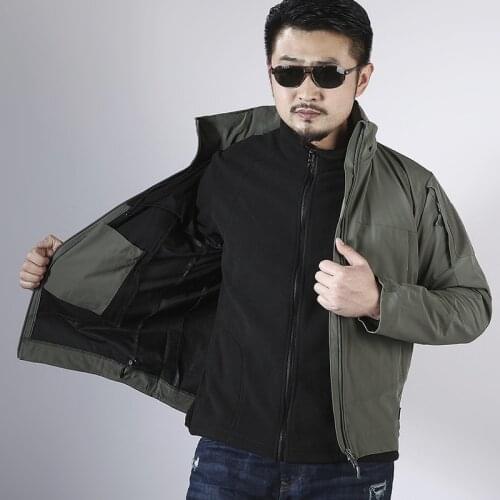 Autumn Winter Outdoor Hiking Fishing Cycling Training Windproof Warm Military Tactical Jacket Thermal Breathable Fleece Men Coat