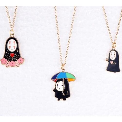 Enamel cartoon character Spirited away No Face man pendant necklace choker link chain necklace jewelry women fashion jewellery