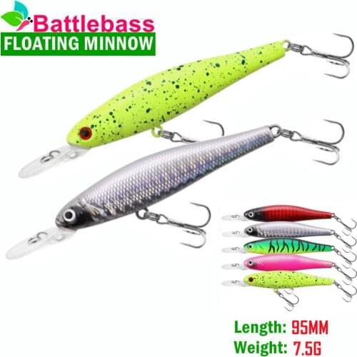9.5cm7.5g Fishing Lure Minnow Simulation Floating Fishing Bait With Ringing Beads 3D fisheye Fishing Lures Accessories 5 Colors