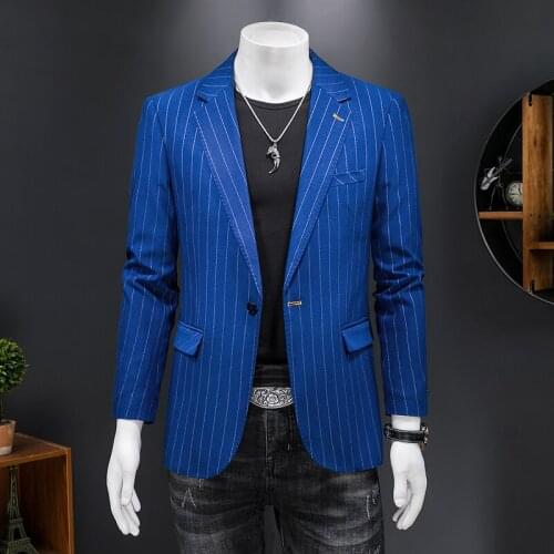 Luxury Brand Black Navy Blue Striped Blazer For Men Slim Fit Formal Male Blazer Dress Suit Jackets Gentleman Costume 5XL Q1306