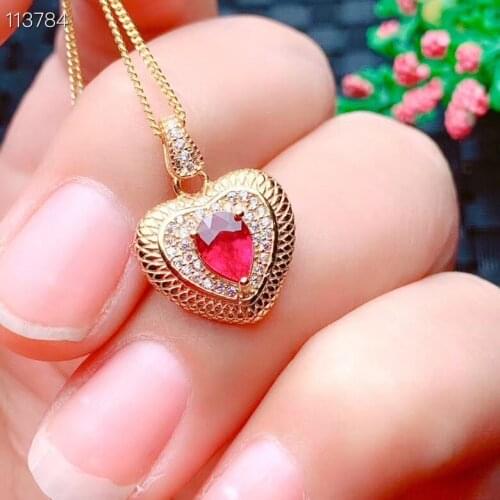 Ruby Pendant Natural And Real Ruby Necklace 925 sterling silver Fine jewelry Ruby Pendant