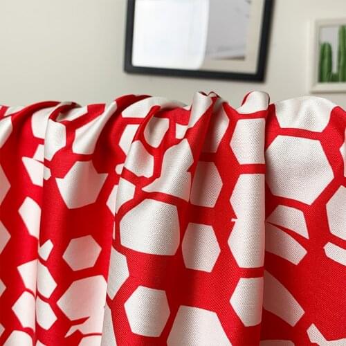 White waxberry 112cm 112g/m Red geometric grid silk cotton fabrics clothes Garment sewing materials Free shipping