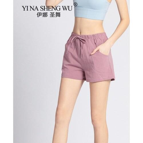 Tummy Control Yoga Shorts Cotton and Linen Shorts for Women with Phone Pockets Gym Workout Running Sports Shorts Sportswear New