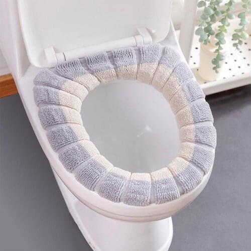 Bathroom Toilet Seat with Handle Closestool Washable Soft Winter Warmer Mat Pad Cushion O-shape Toilet seat Bidet Covers