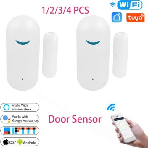 Smart Tuya WiFi Door Sensor Door Open Closed Detectors WiFi App Notification Google Home Alexa Power Saving Battery Work 1 Year