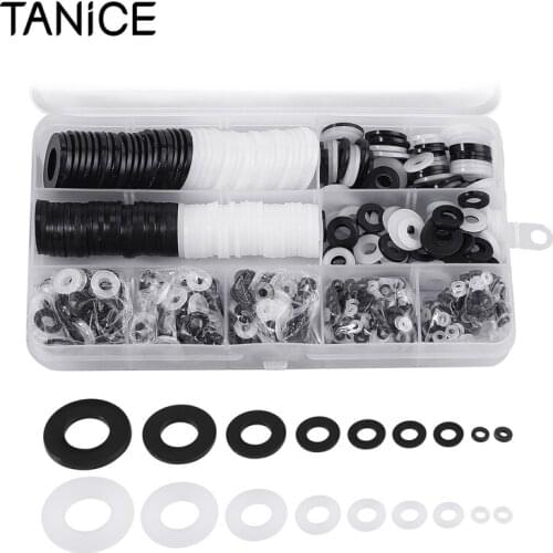 TANiCE 1000Pcs Nylon Flat Washer M2 M2.5 M3 M4 M5 M6 M8 M10 M12 9 Sizes Flat Washer Assortment Set For Electrical Connections