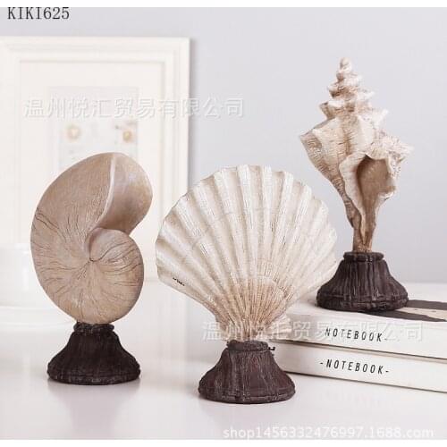 European-style Vintage Marine Shell Resin Sculpture Desktop Ornaments Starfish Conch Crafts Gifts Office Living Room Decoration
