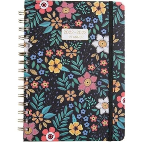 X3UB Classic A5 Teacher Planner Office Notepad Weekly Monthly Planner with Monthly Index Ruled Pages Floral Texture Cover