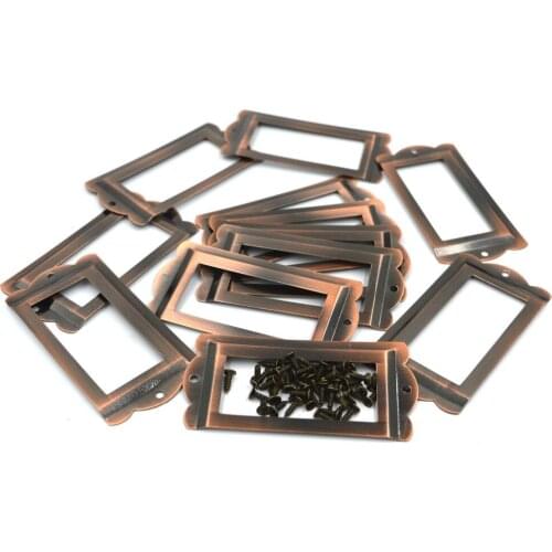 XRHYY 12Pack Office Library File Drawer Cabinet Card Tag Label Card Holder Drawer Pull Label Holder Modern Label Metal Frame