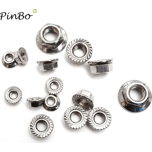 100PCS stainless steel flange nut,lock hex flange nut ,lock nut,hardwar antiskid nut M3/M4/M5/M6