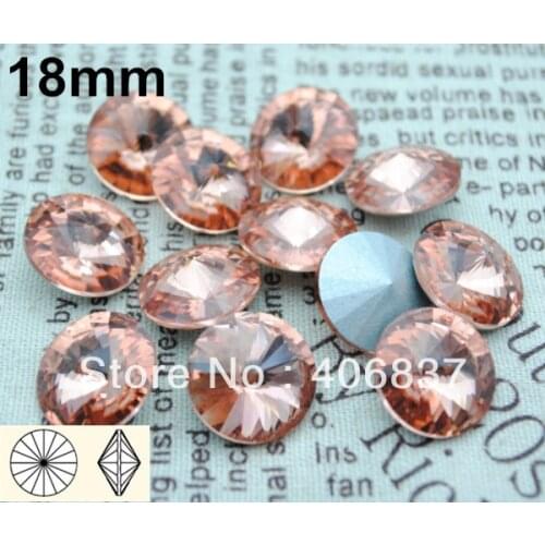 100pcs/Lot, 18mm Light Peach Rivoli Crystal, Free Shipping! Chinese Top Quality Crystal Rivoli