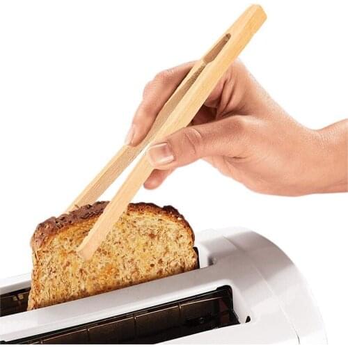 2pcs/lot Bamboo Food Tongs Serving Tongs Kitchen Utensils Buffet Anti Heat Bread Clip Pastry Clamp Barbecue Kitchen Tools