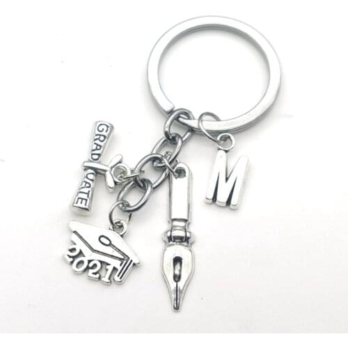 2021 Doctoral Graduation Cap Decoration Keychain Graduation Commemorative Key Ring Graduation Cap Letter Key Ring