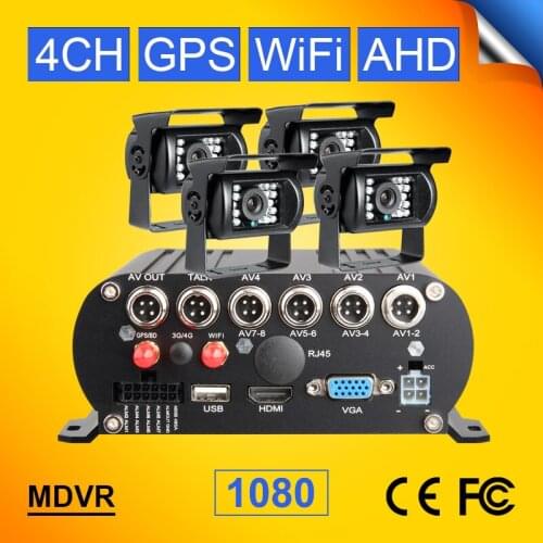 4PCS Outdoor 2.0MP Rear View AHD Camera With Wifi GPS HDD 4CH Hard Disk Auto Car Recorder Mobile Dvr