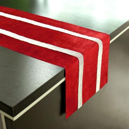 Floral Flannel Rhinestones Table Runner Europe Tablecloth Tassel Table Flag For Wedding Chirstmas Xmas Home Party Decoration