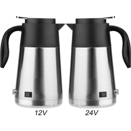 12V/24V Portable 1300ml Large Capacity Car Truck Electric Kettle Water Heater Bottle for Travel Self Driving Tour