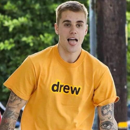 DREW T Shirt Summer 100% Cotton Men O-neck T-shirt Male Womens tshirt Short Sleeve High Quality Tops HOUSE JUSTIN Brand Smiley