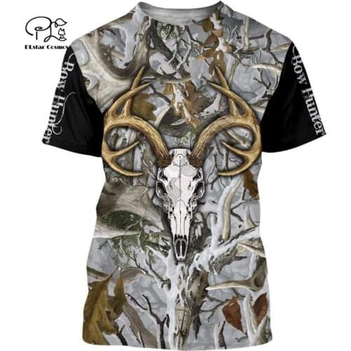 Men women Deer Hunting t shirt hunter Summer trippy Skull 3d tshirts print tees casual Native indian viking short sleeve top 001