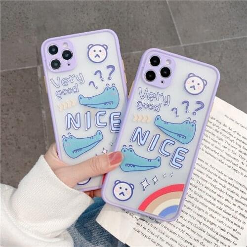 GYKZ Cartoon Rainbow Crocodile Phone Case For iPhone 11 Pro 7 XS MAX SE 2020 X XR 8 6Plus Camera Len Full Protection Cover Shell