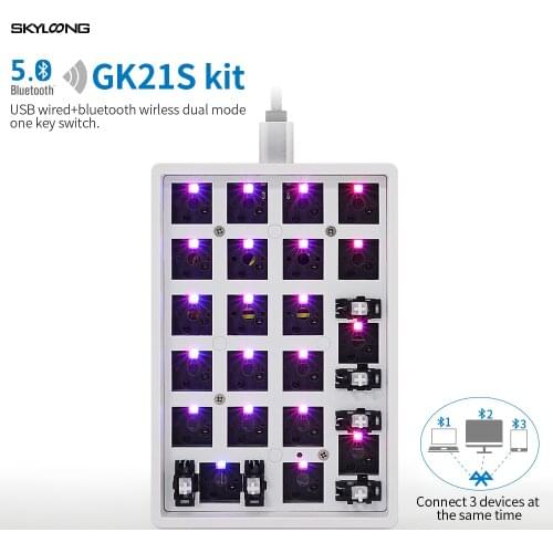 GK21S 21 Key wire gaming Keyboard Wireless Bluetooth5.0 RGB Hot Swap Programmable Cherry MX Switches Mechanical keyboard DIY kit