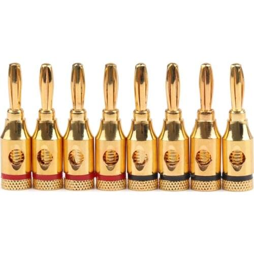 Areyourshop Cable Wire 4mm Gold Plated Banana Plug Connector Musical Audio Speaker